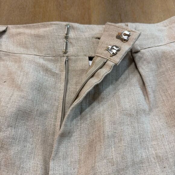 Faithful The Brand Linen Pants Pleated Stretch Waist High Rise Size 8 Natural - Picture 9 of 16